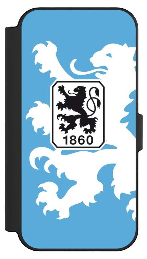NIVOCASE Klapphülle für Apple iPhone 16 Handyhülle aus Kunst Leder NIVOflip schwarz Offizielles Lizenzprodukt TSV 1860 München Wappen