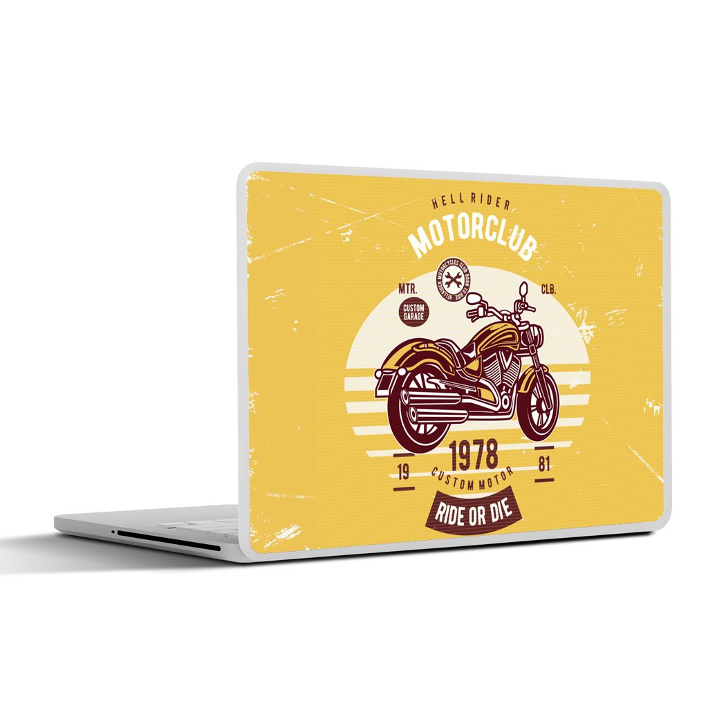 MuchoWow Laptop Aufkleber Sticker Cover Motorrad - Retro - Briefe - Zitat 36.5x27.5 cm - Laptop-Sticker