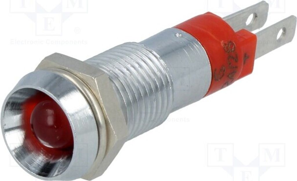 1x Kontrollleuchte: LED 24÷28VDC IP67 Öffng: Ø8,2mm konkav Metall D08014 LED-Kont