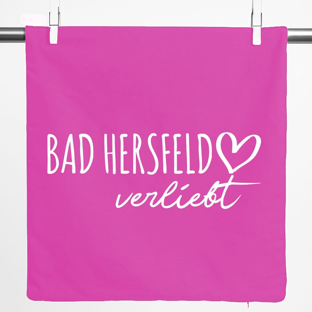 Huuraa Kissenbezug Bad Hersfeld verliebt 40x40cm Fuchsia Baumwolle Dekokissenbezug Geschenkidee