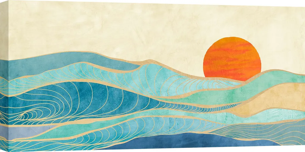 Stampa Fine Art Sayaka Miko Tidal Wave 70x35 Telaio Legno 4cm