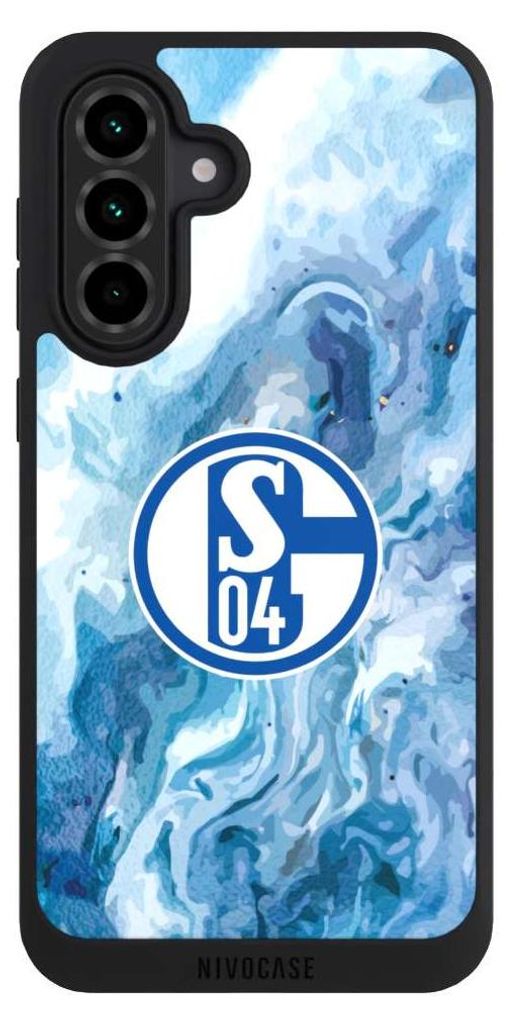 NIVOCASE Handyhülle für Samsung Galaxy A36 5G Hülle NIVOpure Case Schwarz FC Schalke 04 Fanartikel Logo