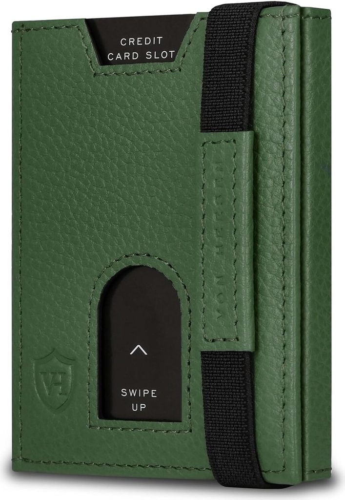 Slim Wallet mit XL Münzfach & RFID-Schutz - Leder Geldbeutel - Mini Geldbörse für Herren und Damen - Kartenetui Echtleder Karten Portemonnaie klein