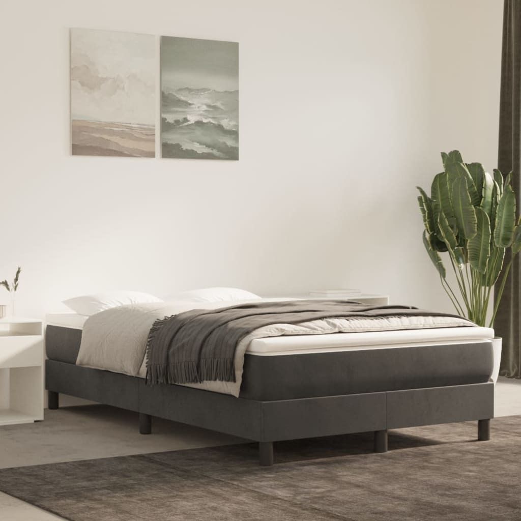 The Living Store Boxspringbett mit Matratze Dunkelgrau 120x200 cm Samt