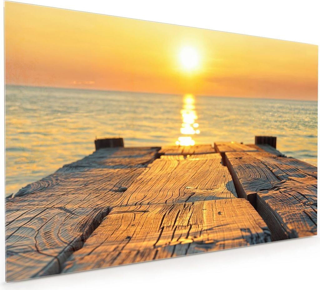Küchenrückwand Spritzschutz Glas mit Motiv Sonnenuntergang Meer 40 x 40 cm