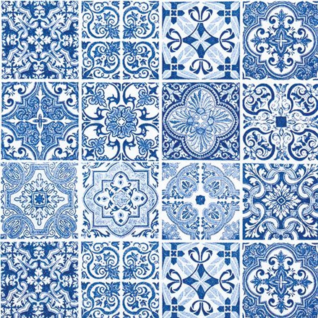 20 Servietten Tiles - Mandala blau 33x33cm