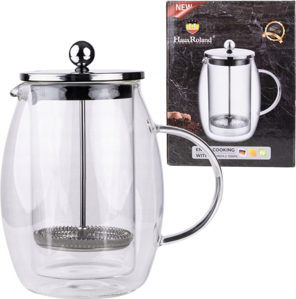 Kolbenpresse Glasfass Kaffee- und Teezubereiter 1l