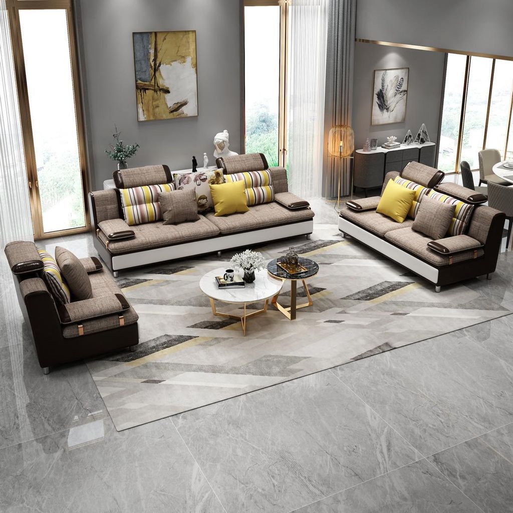 Stoff Textil Sofa Couch Wohnlandschaft Sofagarnitur 3+2+1 Set Design Sofas Neu