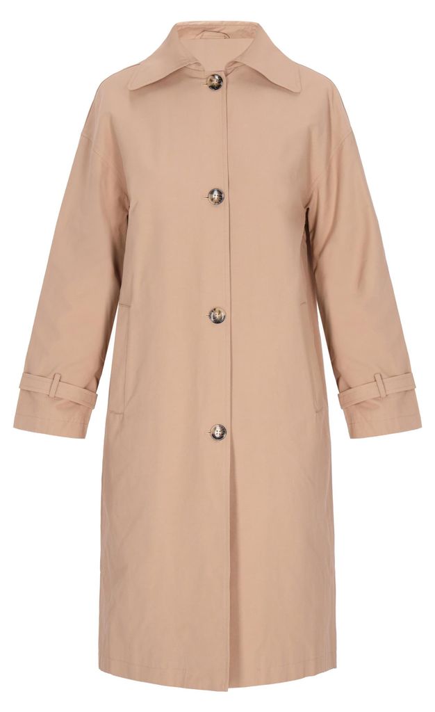 Damen Mantel in Beige, Größe M, mit regulärer Passform und Knopfverschluss