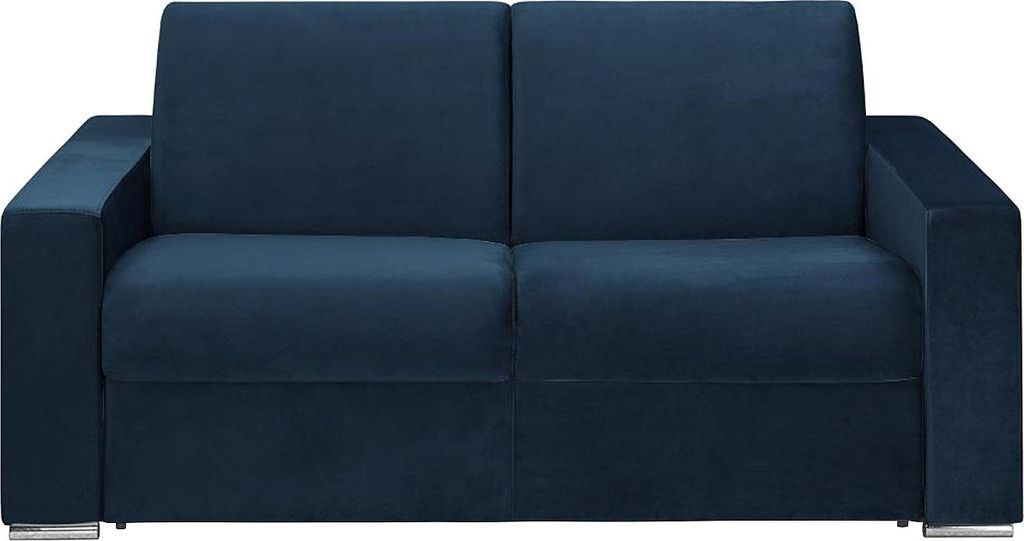 CALITO 2-Sitzer Schlafsofa in Velours - Marineblau - Bett 120 cm - Matratze 18 cm