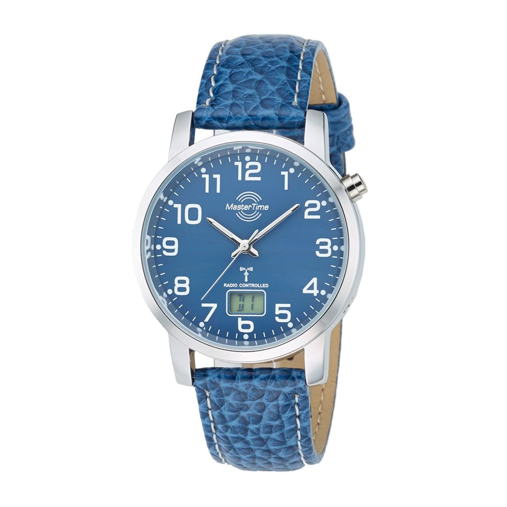 Master Time Orologio Uomo MTGA-10493-32L | Quarzo Analogico-Digitale, Cinturino In Pelle Blu, Vetro Minerale