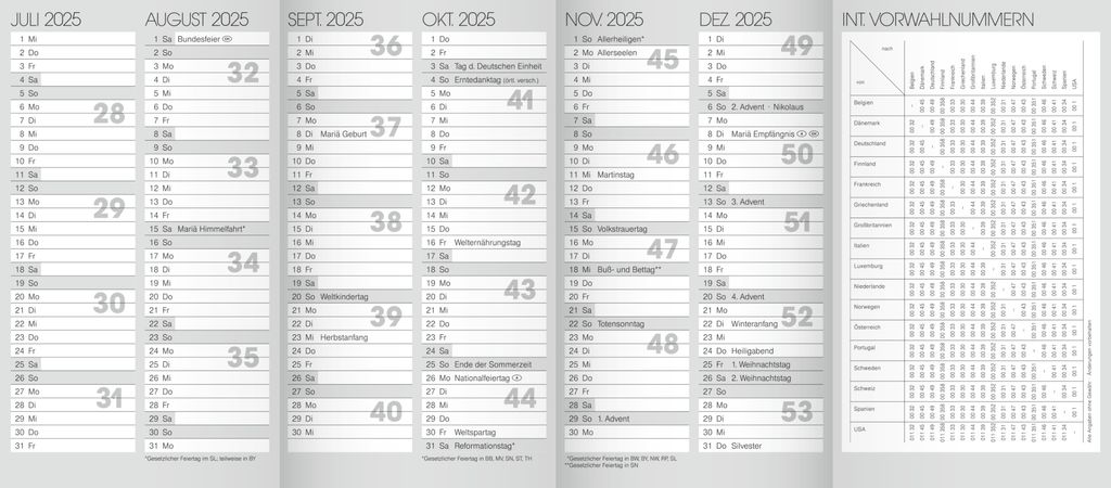 BRUNNEN Kalender 2025 Jahresübersicht lose | Kaufland.de