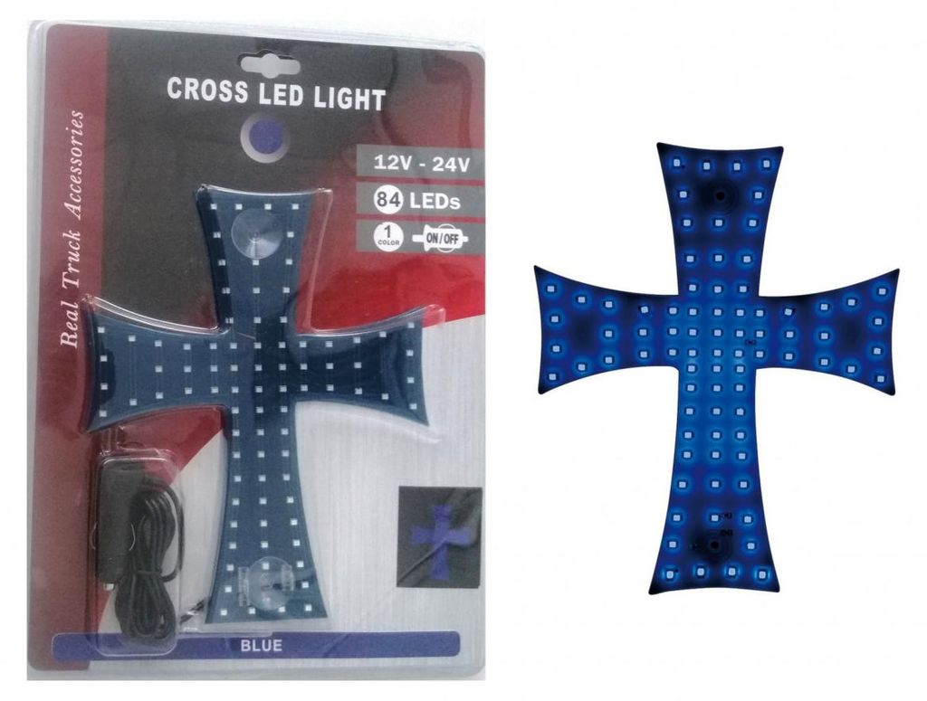 LED-Leuchtkreuz, blau, 84 LEDs, 12–24 V, 245 x 200 mm Produktbild 