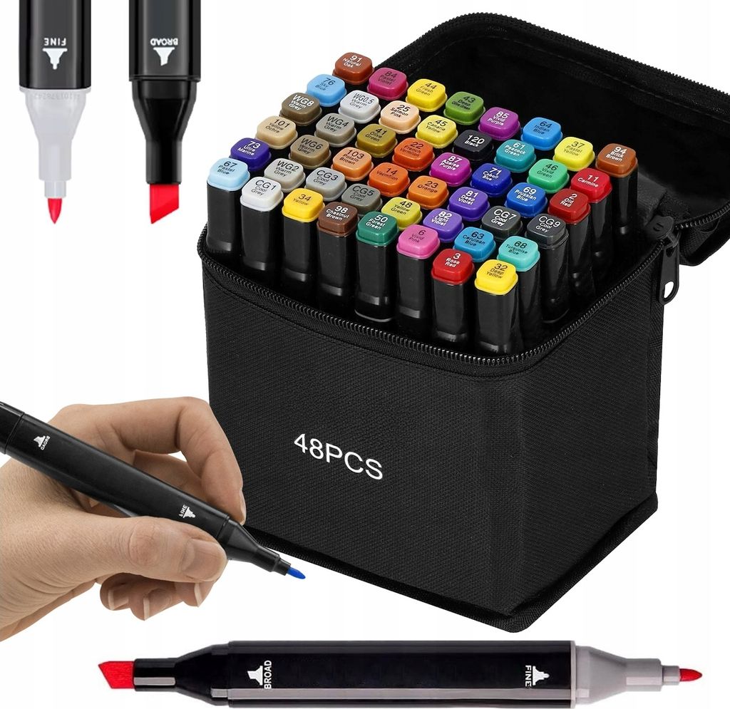 Alkohol-Marker Marker Stifte Doppelseitig Satz Von 48 Stück + Tasche