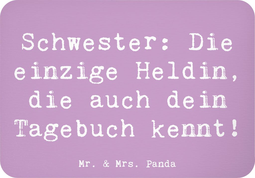 Mr. & Mrs. Panda magnet Spruch Schwester Heldin - Lavendeltraum - Geschenk, Notizhalter, haftmagnet, beste Freundin, Geschwisterliebe, küchenmagne...