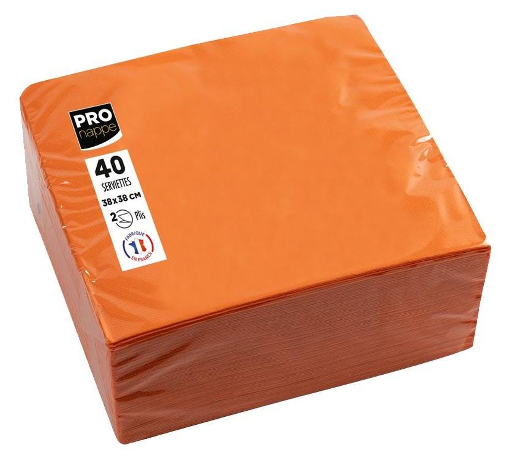 Serviettes de table PROnappe 380 x 380 mm orange 40 pièces Image du produit 