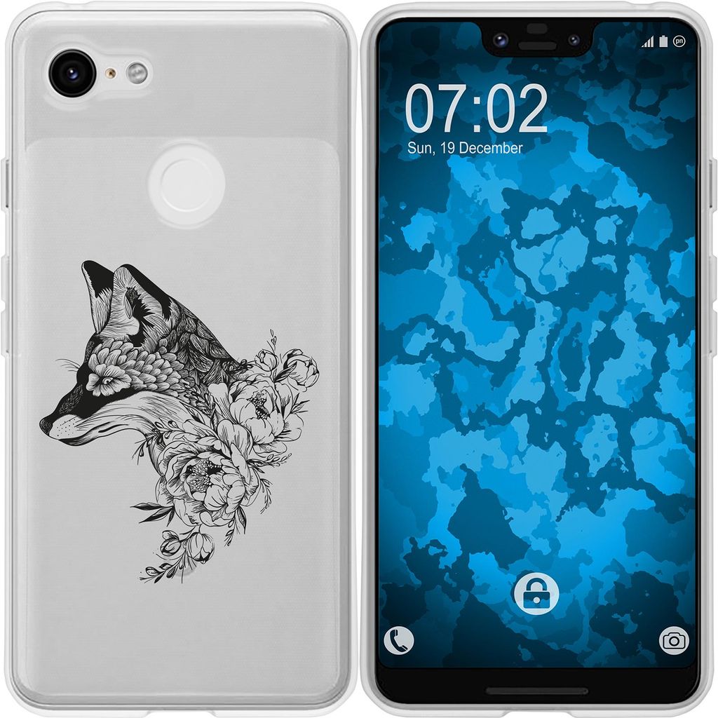 PhoneNatic Case kompatibel mit Google Pixel 3 XL Silikon-Hülle Floral Fuchs M1-1