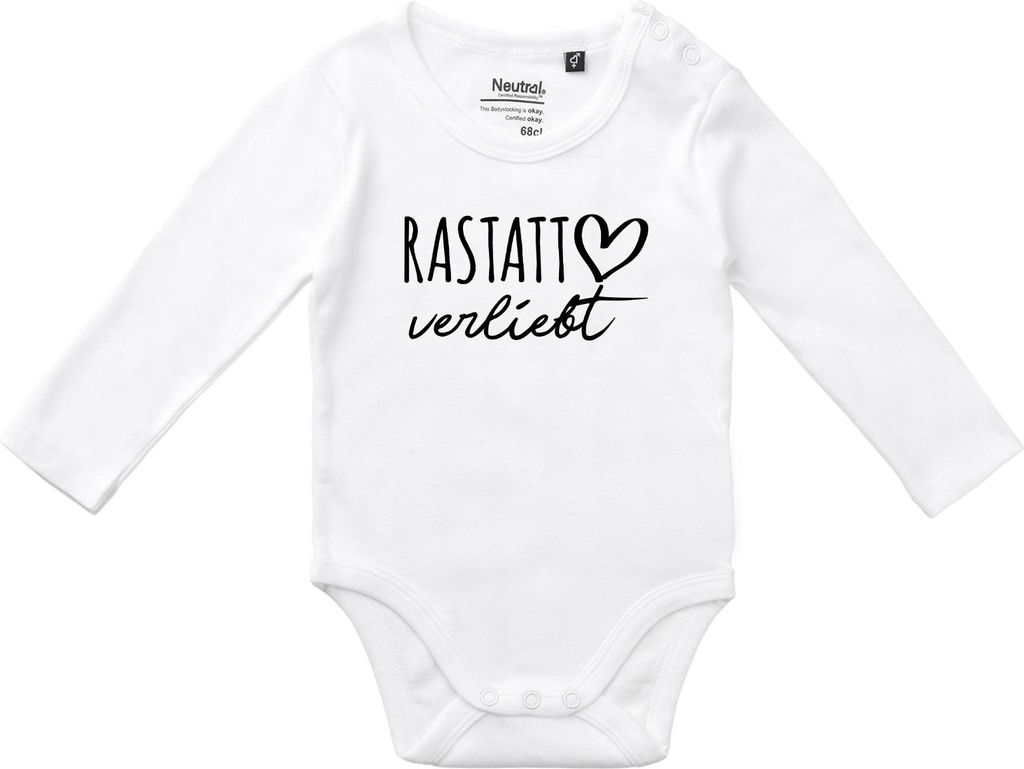 Huuraa Baby Body Rastatt verliebt 68 White Baumwolle Fairtrade Langarmbody Geschenkidee