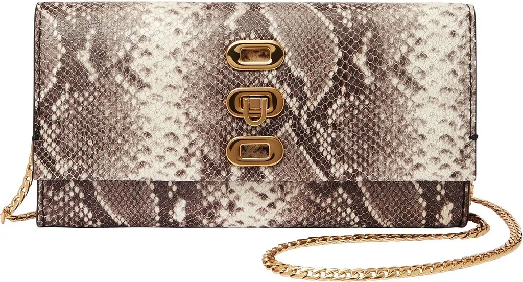 Sacoche Porte-monnaie Femme en Python Gris - Style Fossil Penrose Chic