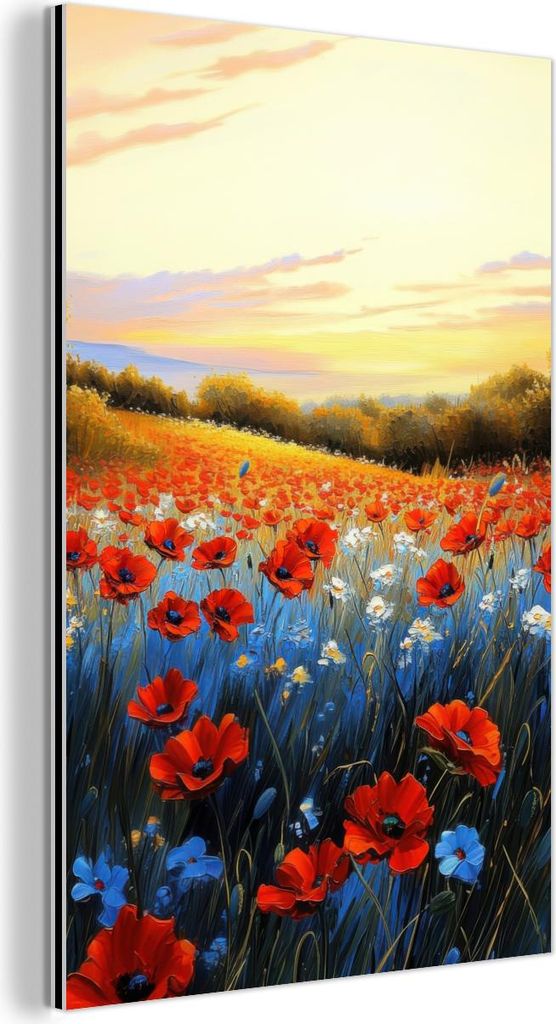 MuchoWow Wanddekoration Metall Metallbild Wandkunst 40x60 cm Mohn - Blumenfeld - Farbenfroh MuchoWow Aluminium Gemälde - Wanddekoration aus Aluminium