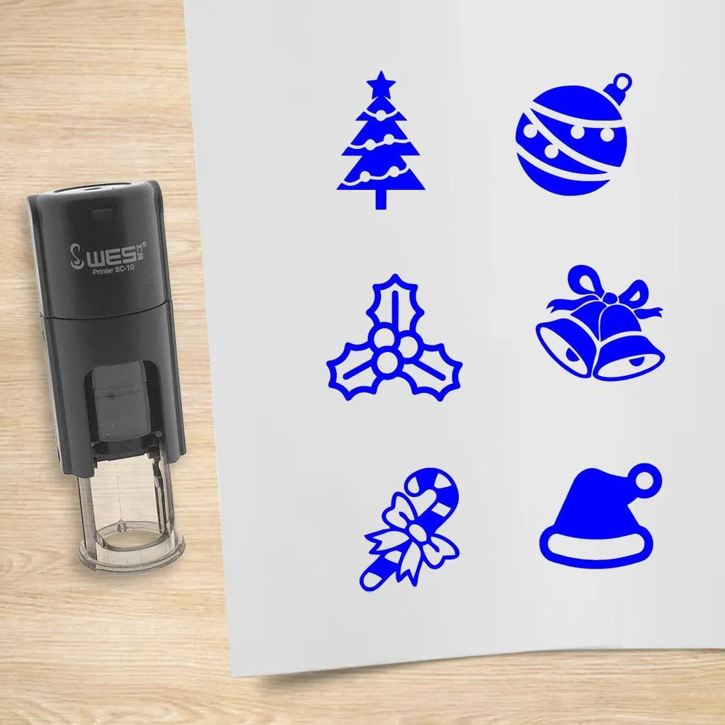 Set 6 Timbri CombiCraft Natale Blu: Decorazioni Magiche per Regali