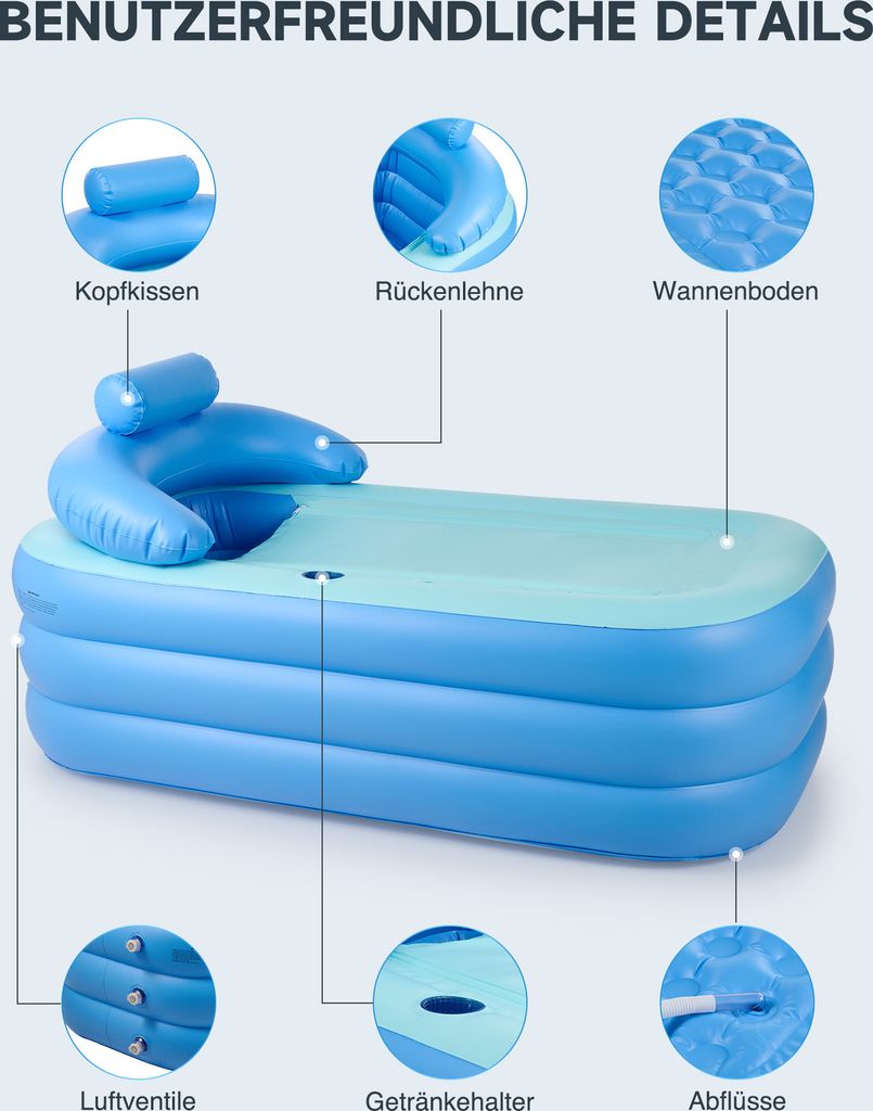 Aufblasbare Badewanne Spawanne mobil Duschbadewanne Bade Produktbild 2