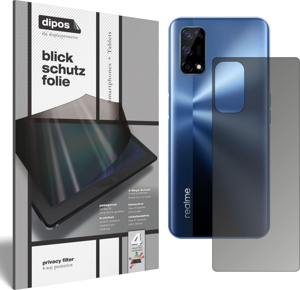 Schutzfolie für Oppo Realme V5 5G Rückseite mit Sichtschutz Blickschutz Folie