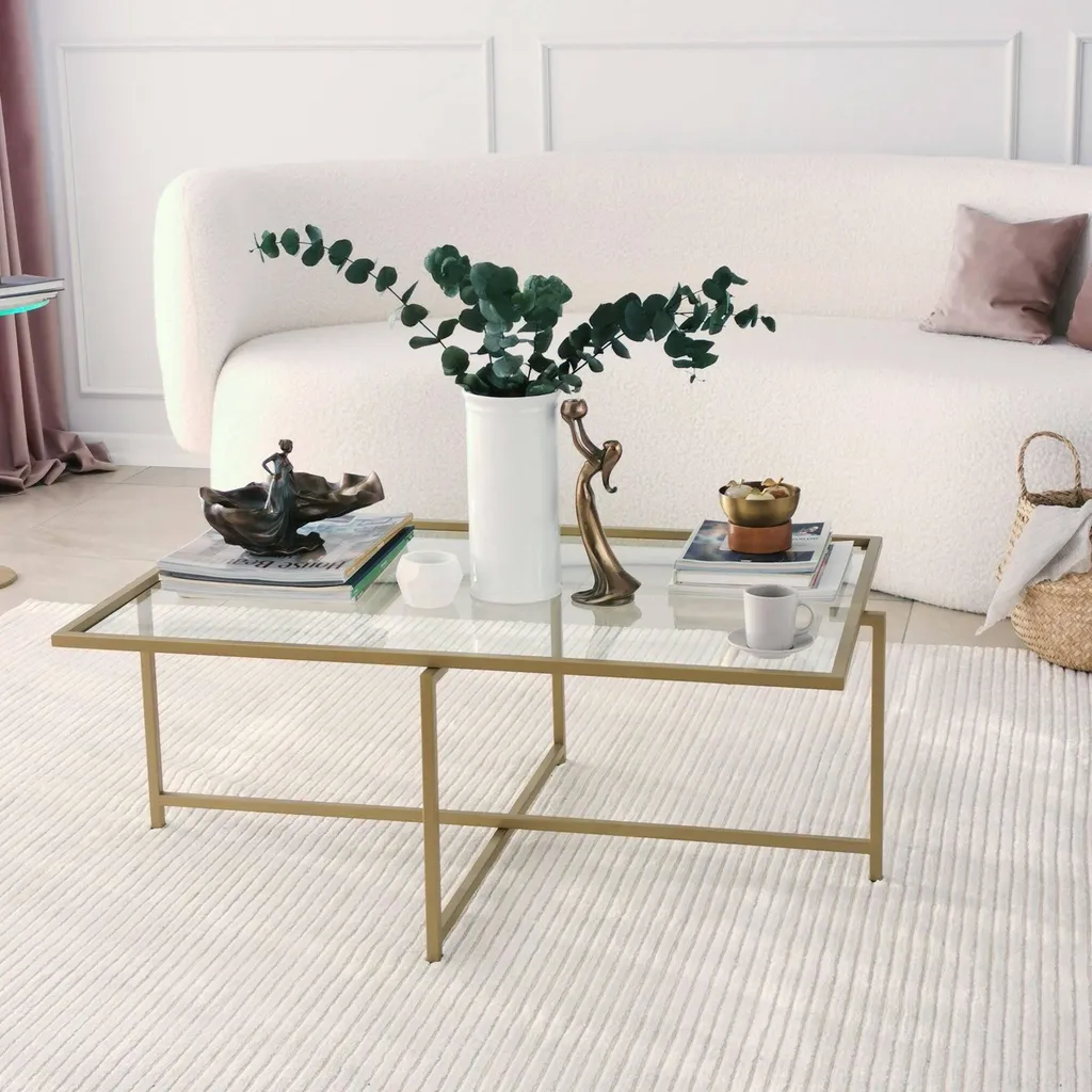 Anna - Table Basse 94x64x35h cm Or Résistante au Ternissement Luxe