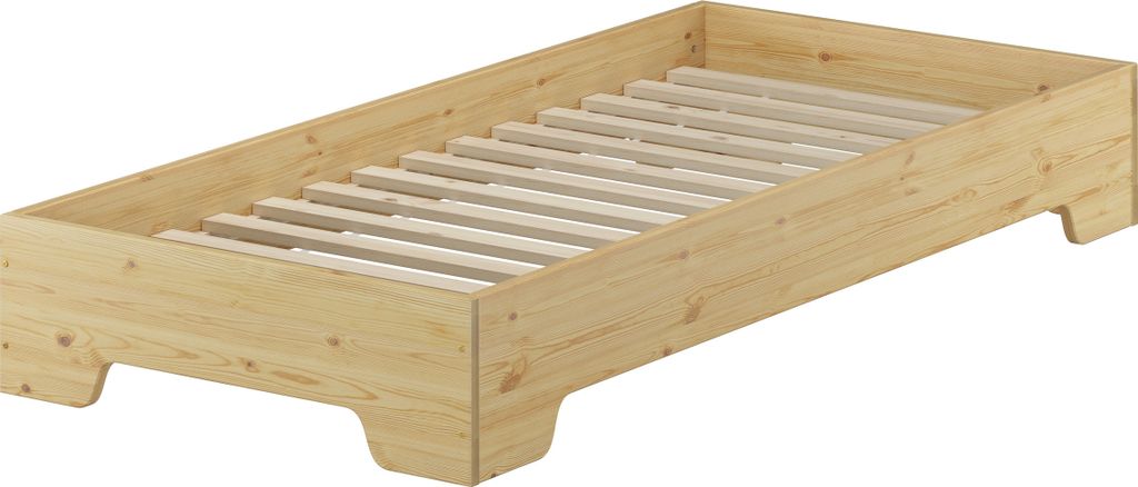 Funktionsbett Bettrahmen 100x190 Pensionsbett, Gästebett mit wählbarem Zubehör V-60.56-10-190Rollrost inkl.