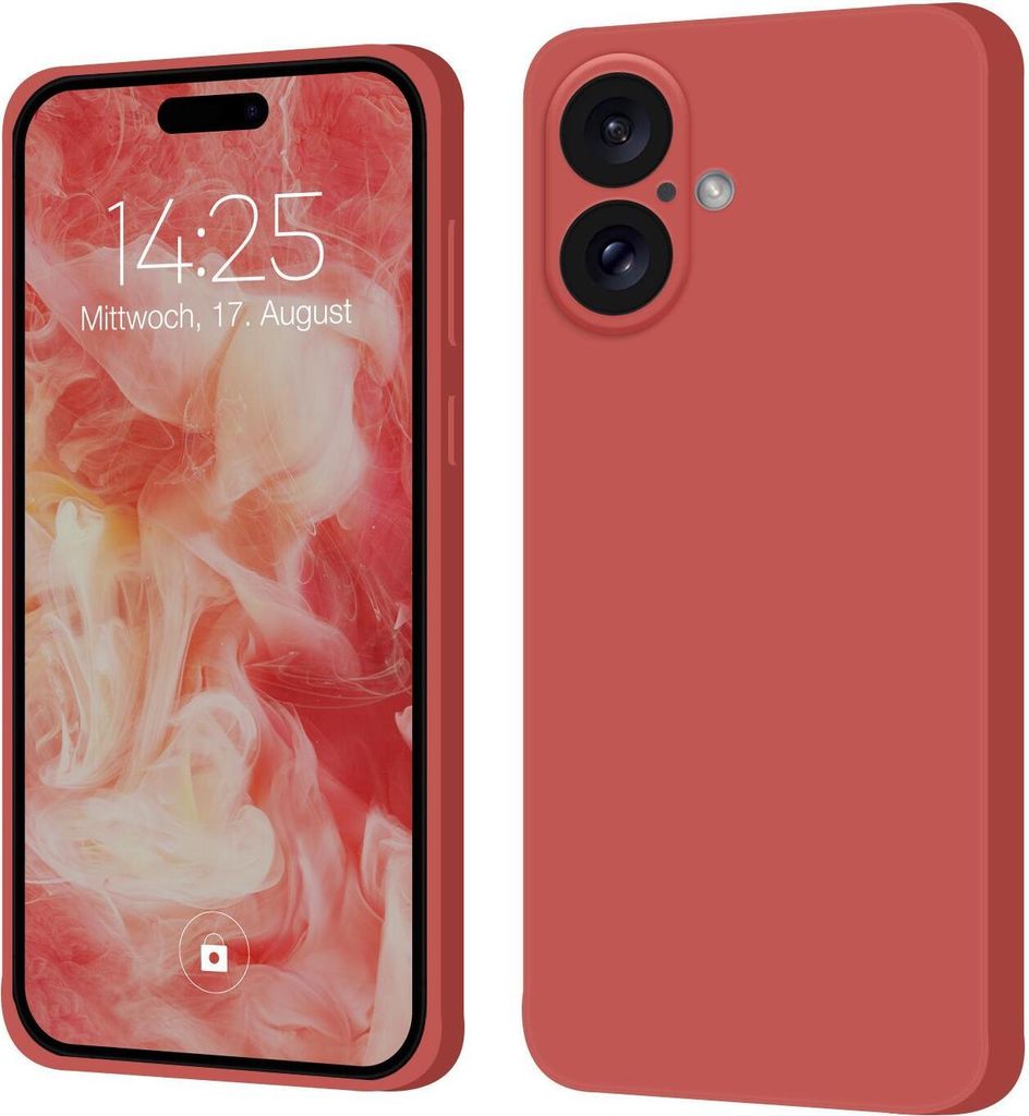 Hülle für Apple iPhone 16 Plus Case Cover Bumper Silikon Softgrip Schutzhülle Farbe: Rot