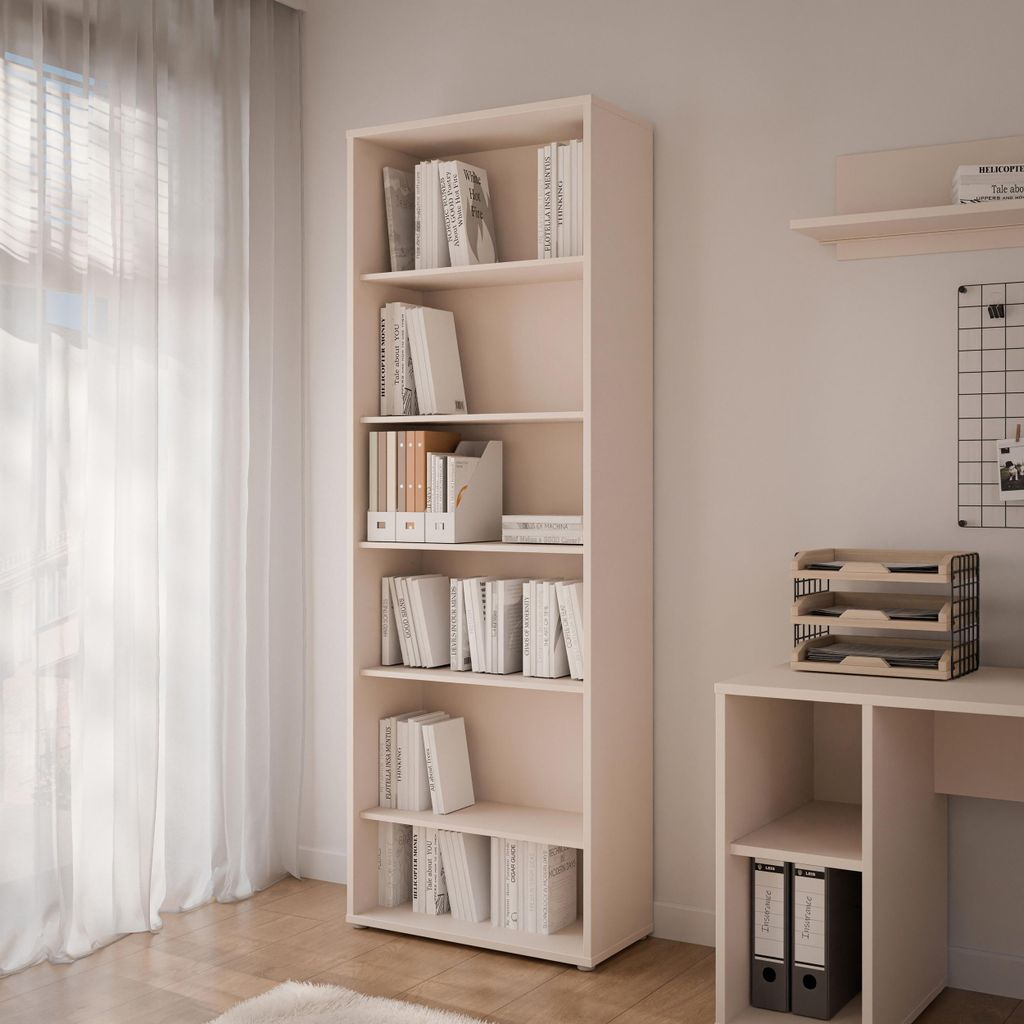 Forte ALICE SPRINGS Bücherregal 70 80, modern-minimalistisch, 5 Einlegeböden, Wohnzimmer/Büro, Holzwerkstoff, Kaschmir Beige, 74,5 cm breit x 21...