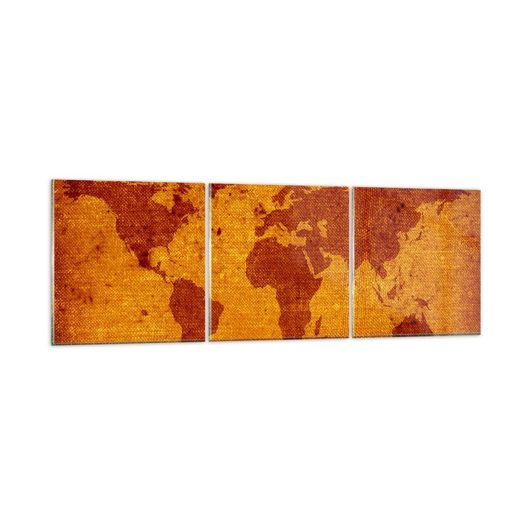 Bilder auf glas - Alte Karte Kontinente Reisen Welt - 150x50cm - Glasbilder - Wandbilder - Kunstdruck - Wanddekoration aus Glas - Glas Bilder - Wan...