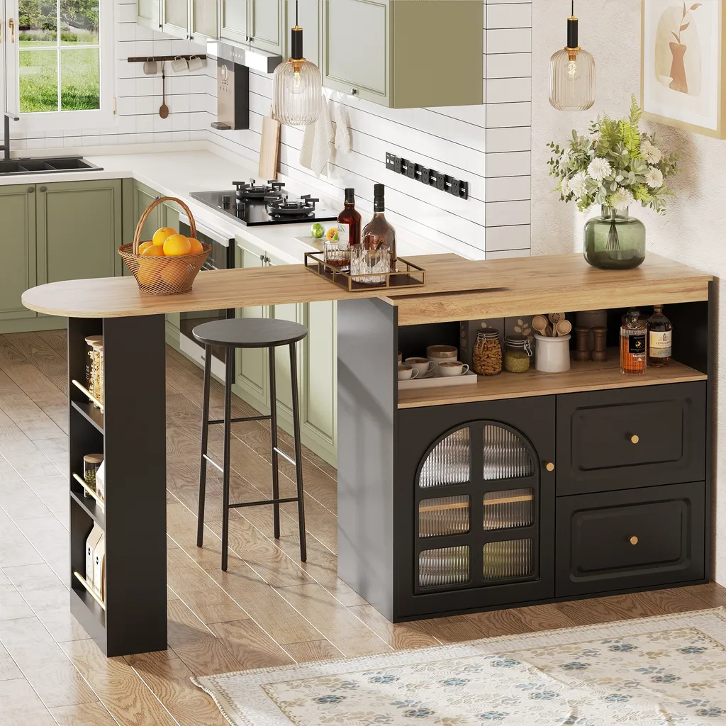 Table de Repas Gain de Place pour Studio avec Rangement Intégré Noir - 3