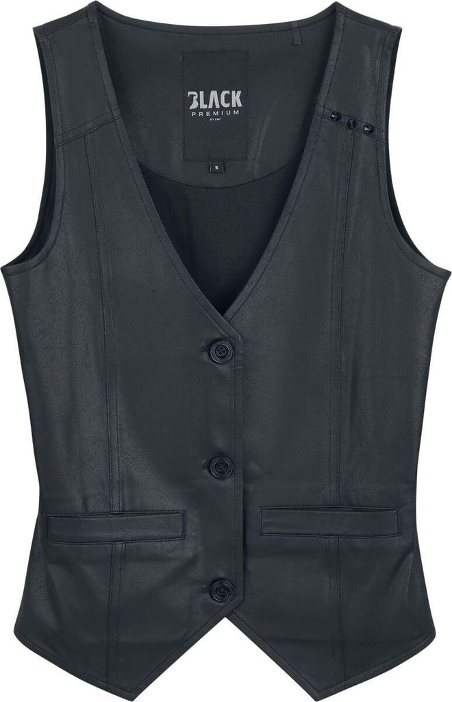 Black Premium by EMP Damen schwarze Kunstlederweste mit Produktbild 