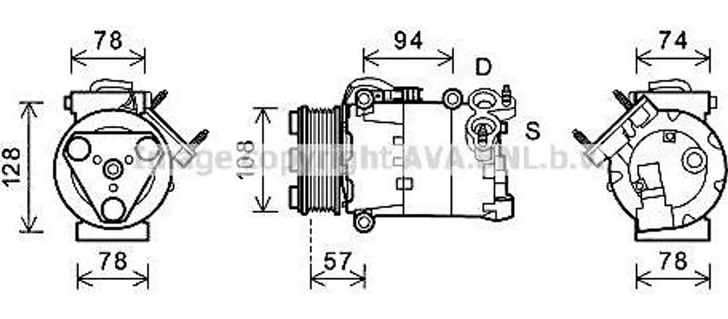Compresseur de climatisation AVA FDAK482 pour C-Max et Focus