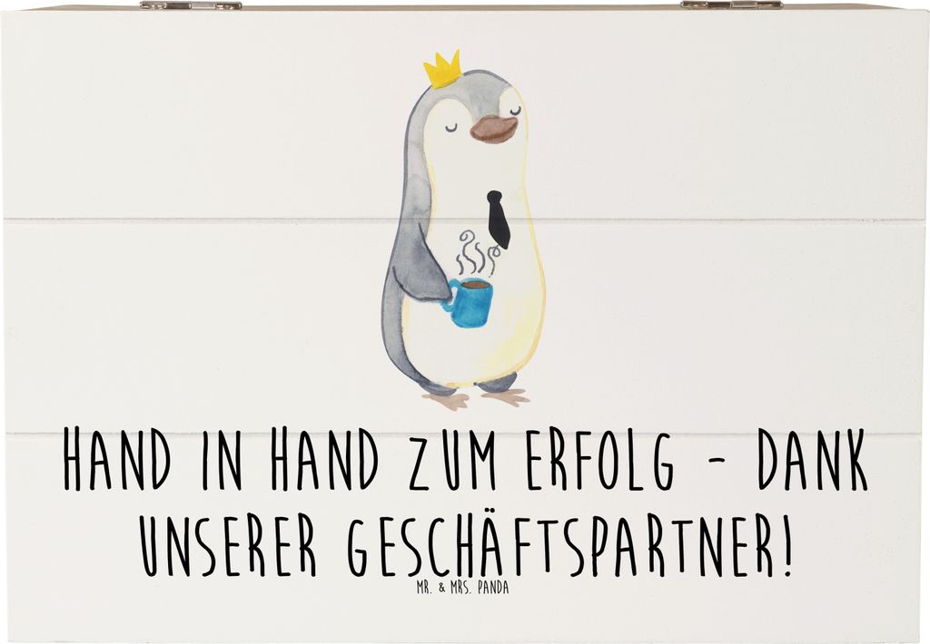 Mr. & Mrs. Panda Kiste Erfolg Geschäftspartner 22 x 15 cm - Weiß - Geschenk, Bedanken, Holzbox mit Deckel, Zusammenarbeit, handgefertigt, geschen...