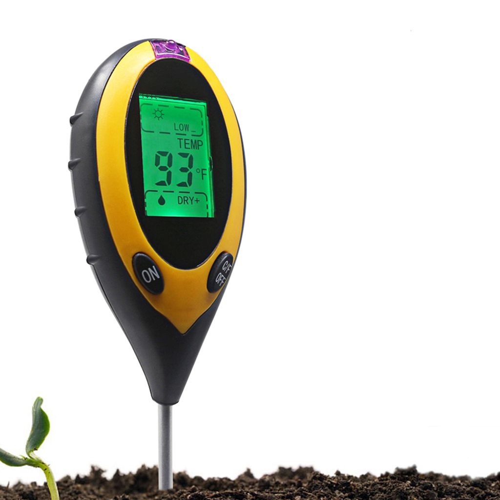 4 in 1 Bodentester Bodenmessgerät Feuchtigkeitsmesser Temperatur Luftfeuchtigkeit Sonnenlicht Intensitäts Meter Pflanze Boden PH Tester