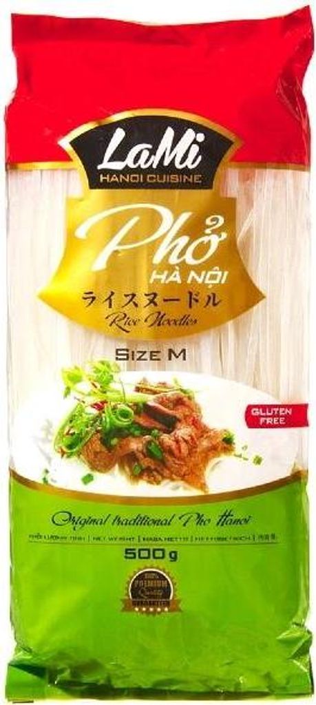 Hiep Long | Lami M Reisnudeln Für Pho - 500g - Glutenfrei - Vietnamesische Küche - Nahrhaft - Zutaten Auf Verpackung