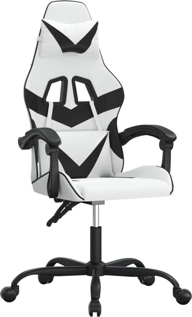 vidaXL Gaming-Stuhl Drehbar Weiß und Schwarz Kunstleder