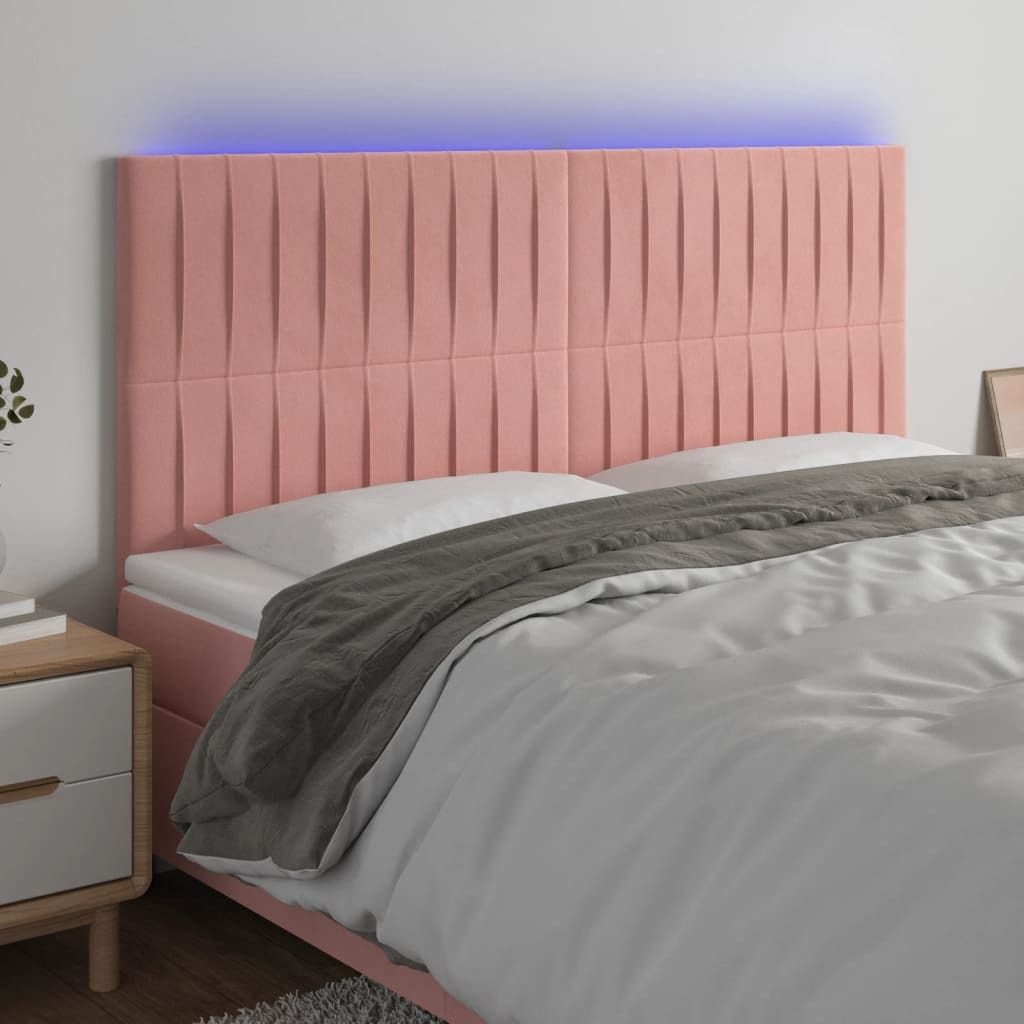 Maison Exclusive - LED Kopfteil Rosa 160x5x118/128 cm Samt