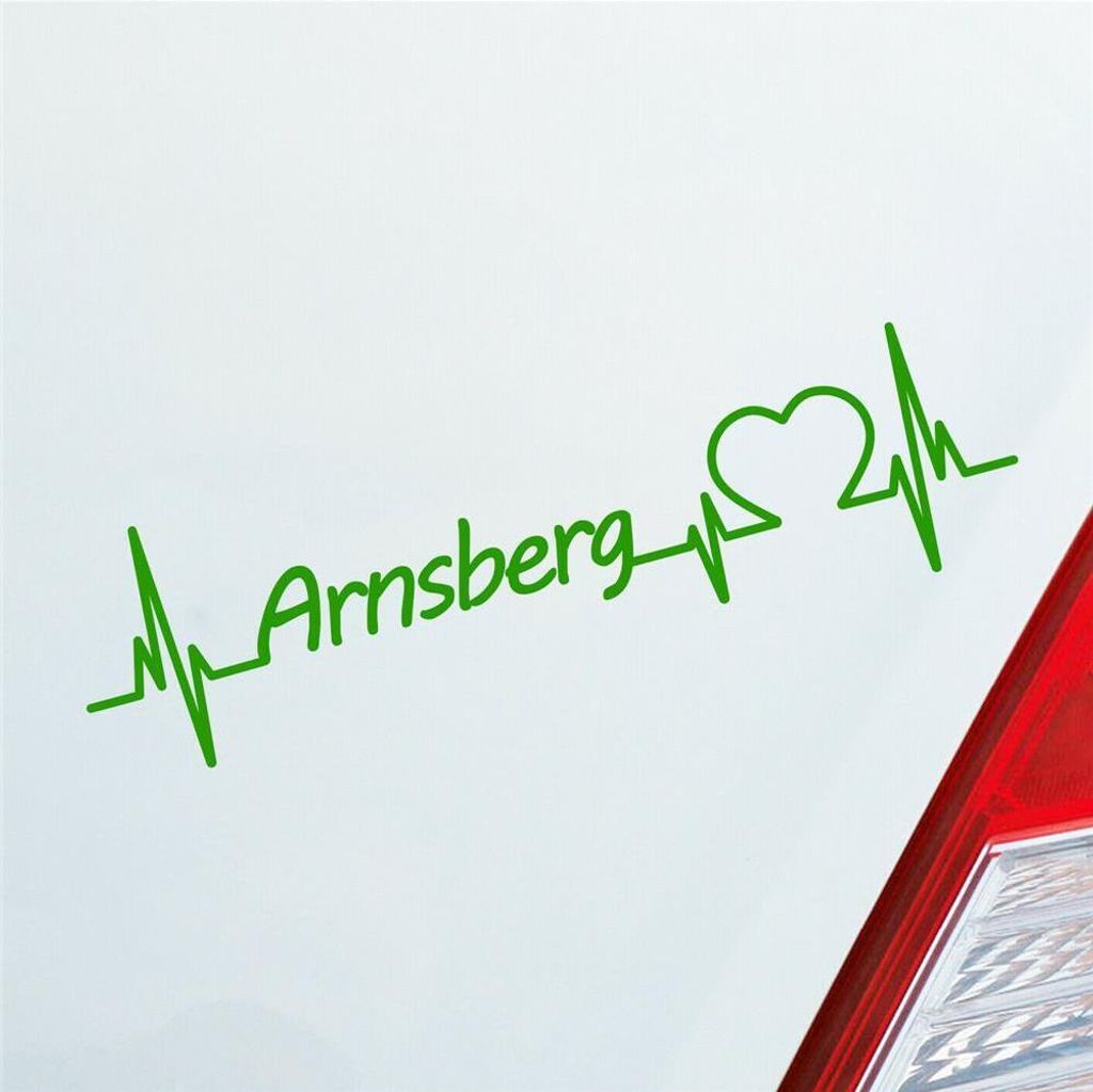 Auto Aufkleber Arnsberg Herz Herzschlag 19x5 cm Hellgrün Produktbild 