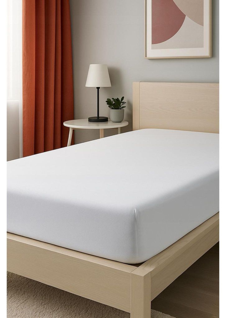 Bettlaken - Spannbettlaken mit Gummizug - 160x200 cm - Jersey - 100% Baumwolle - 160g/m2 - Weiß - Hochwertiges