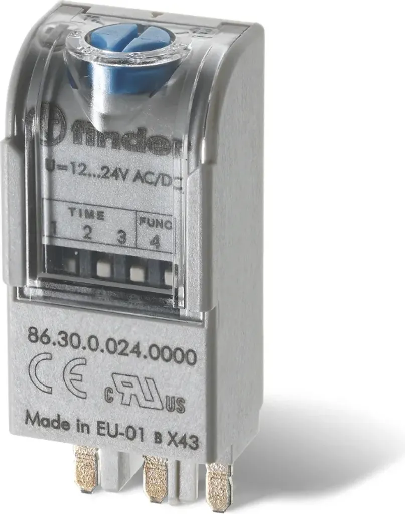 Temporisateur modulaire Finder 863000240000T multi-tension 12V 24V AC DC