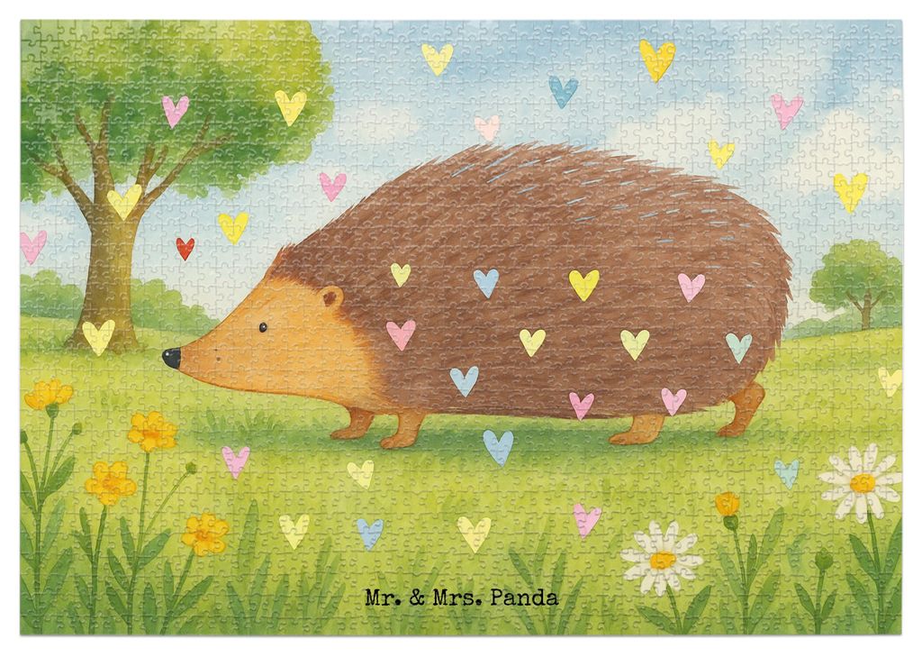 Mr. & Mrs. Panda Puzzle Igel Herzen Design 1500 Teile - Weiß - Geschenk, Lustige Sprüche, 1000, Kuss, 2000, 300, Leben, Herz, 500, Liebe