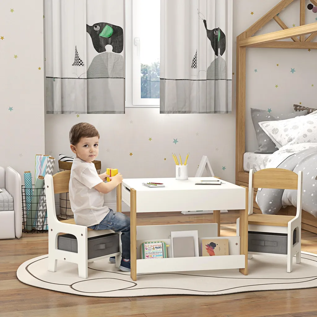 Solution Rangement Chambre Enfant : Table avec Plateau Tableau et Chaises - 2