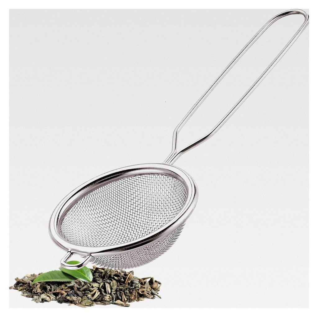 Edelstahl-Stielsieb für Tee und Gewürze | Feinmaschiges Sieb mit Randauflage | Teesieb und Gewürzsieb für Tasse und Topf | rostfrei, spülmasch...