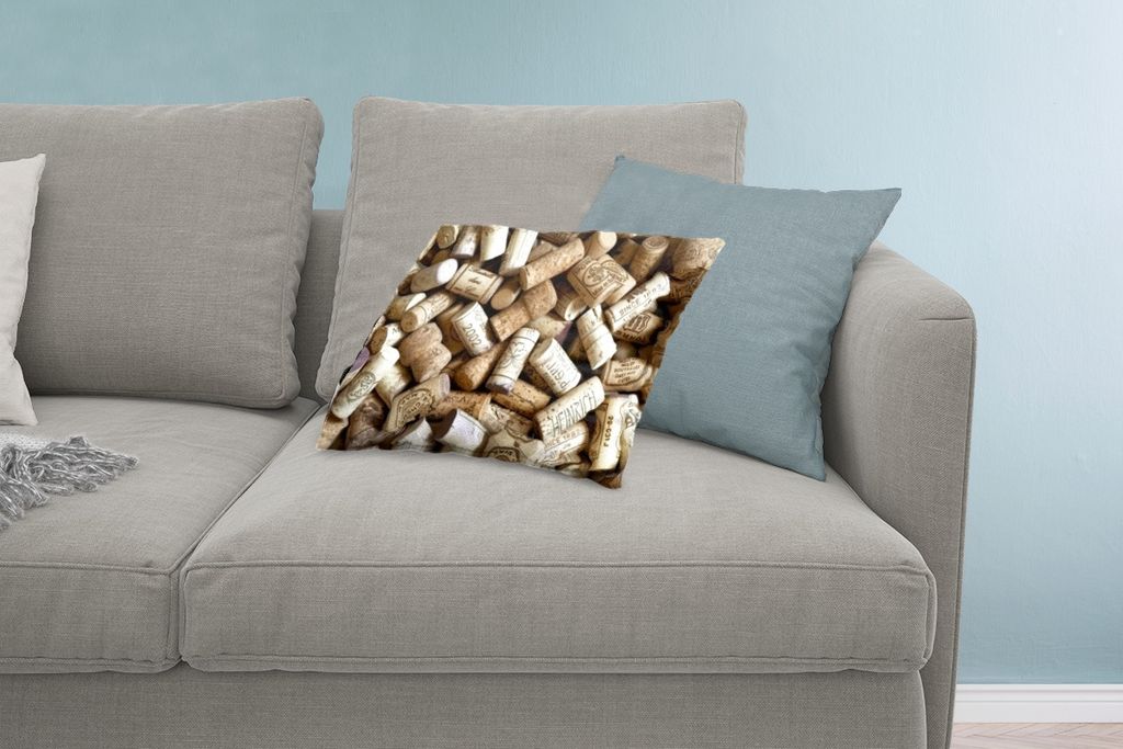 MuchoWow Zierkissen Sofakissen Wohnzimmer Dekokissen 60x40 cm Eine große Menge an Korken - Kopfkissen - Polster mit Foto
