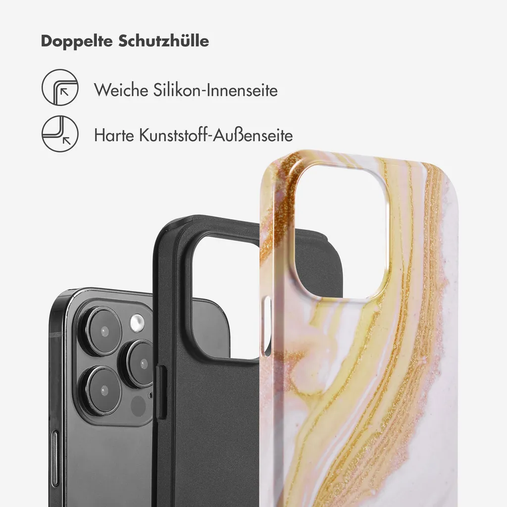 Selencia Vivid iPhone 14 Pro Max Cover - Chic Marble Gold Elegante - 2