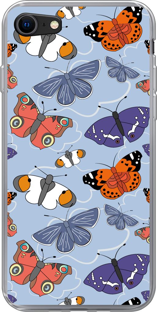 MuchoWow Handyhülle Schutzhülle Hülle für Telefoonhoesje iPhone 7 Mädchen - Schmetterling - Orange - Muster - Mädchen - Kinder - Mädchen S...