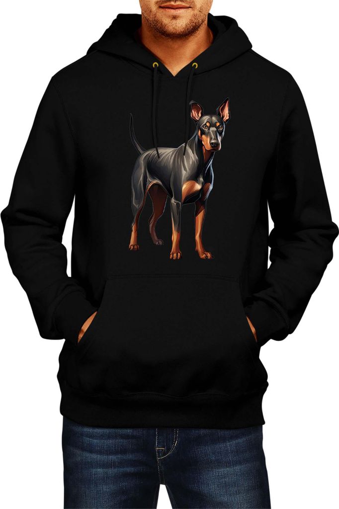 Herren Kapuzenpullover Dogs Breeds Doberman Pinscher Dog Breed 006, Man L / Schwarz